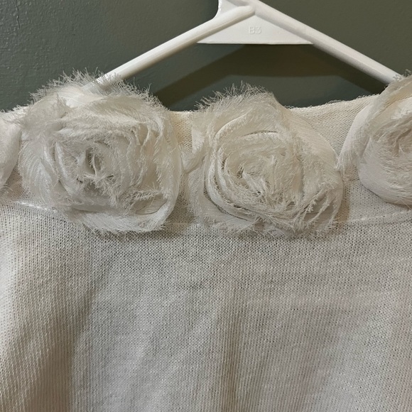 BEIGE by ECI WOMEN'S White /Ivory FRONT CARDIGAN 3/4 SLEEVE Small - Picture 8 of 8